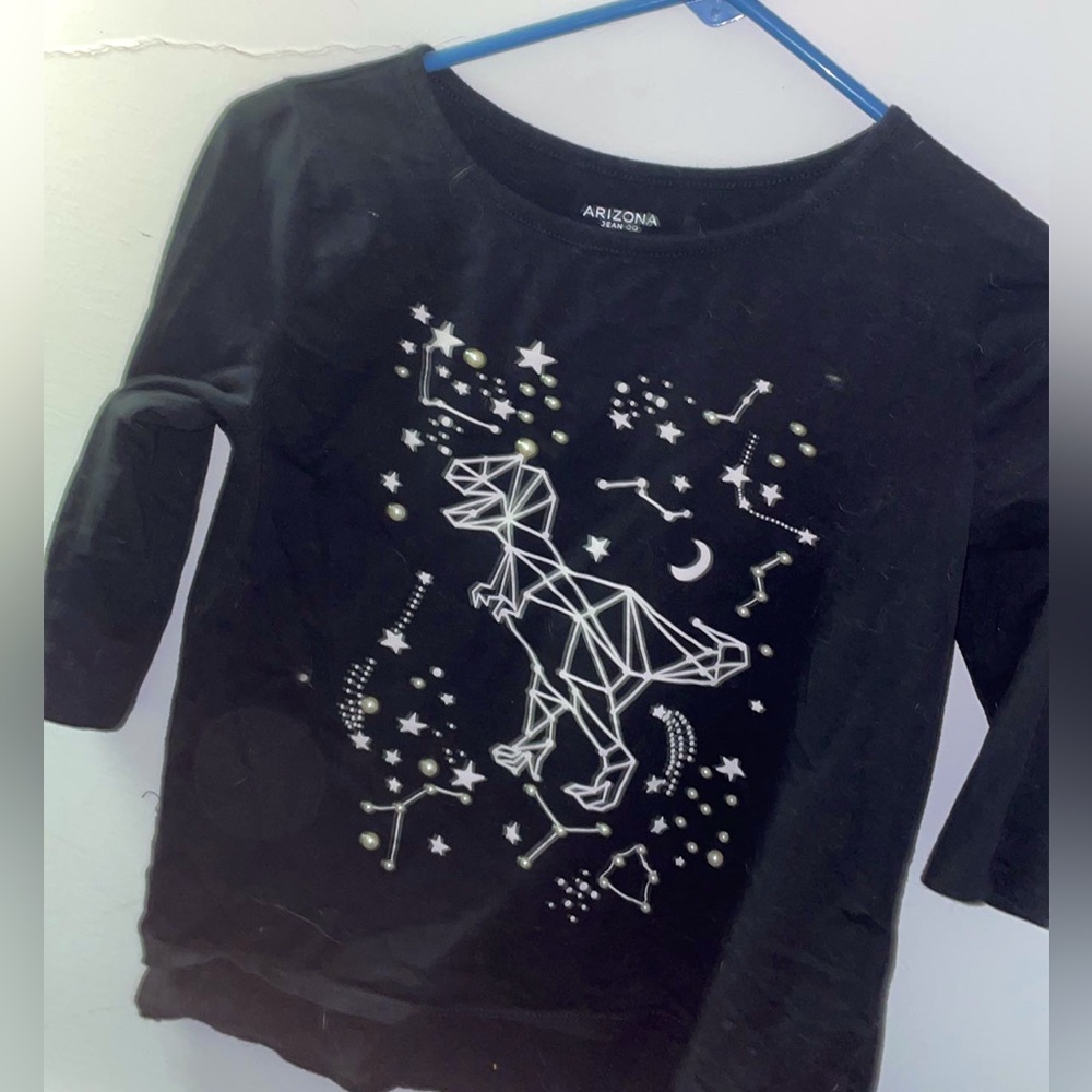 Black mid sleeved girls Dino shirt size 10-12 (L)